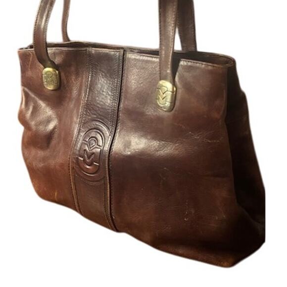 VTG Marino Orlandi Distressed Brown Leather Shoulder / Hand Bag Made in Italy - Picture 3 of 15